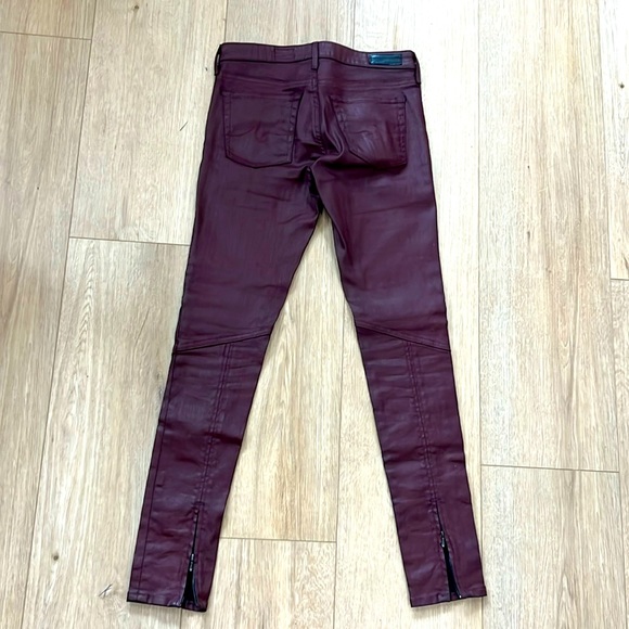 AG Adriano Goldschmied Moto Zipper Legging 29” Inseam Size 26R in Burgundy Wine - Picture 3 of 12